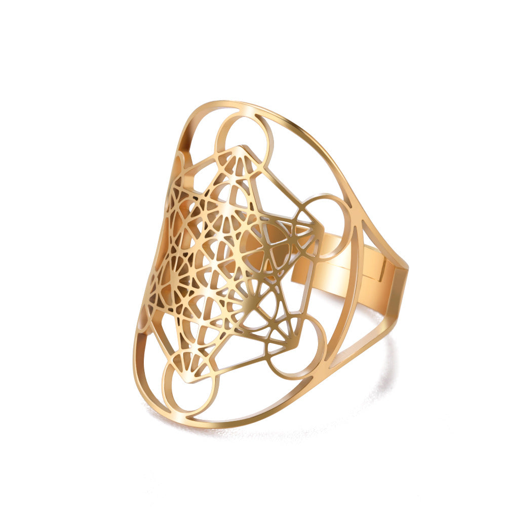 Women's Adjustable Stainless Steel Sacred Geometric For Charm Rings