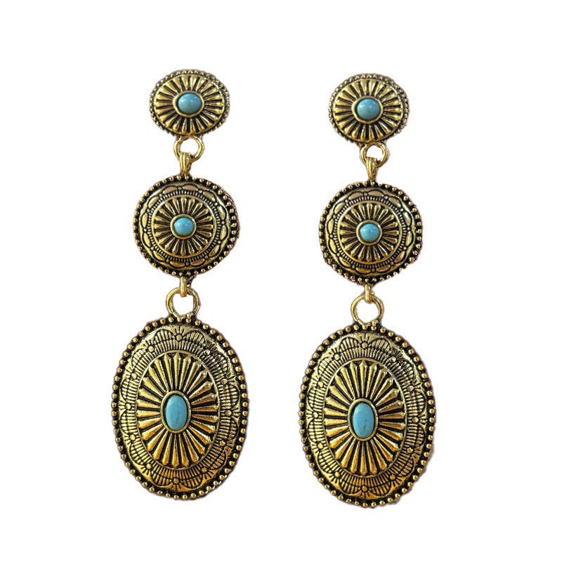 Drop-shaped Long Chain Bohemian Lady Couple Earrings