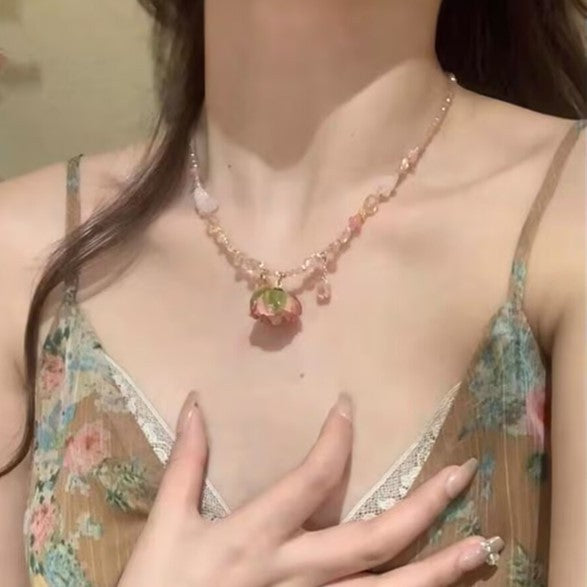 Women's Crystal String Beads Exquisite Niche Atmosphere Versatile Holiday Clavicle Necklace