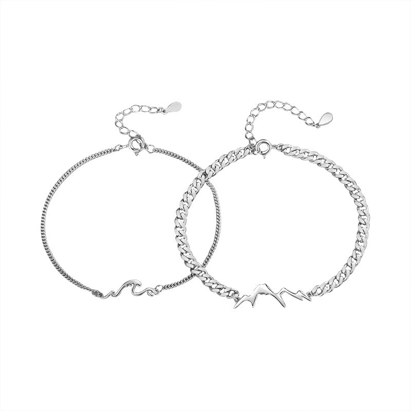 Women's & Men's Sier Mountain Sea Couple One Pair Bracelets