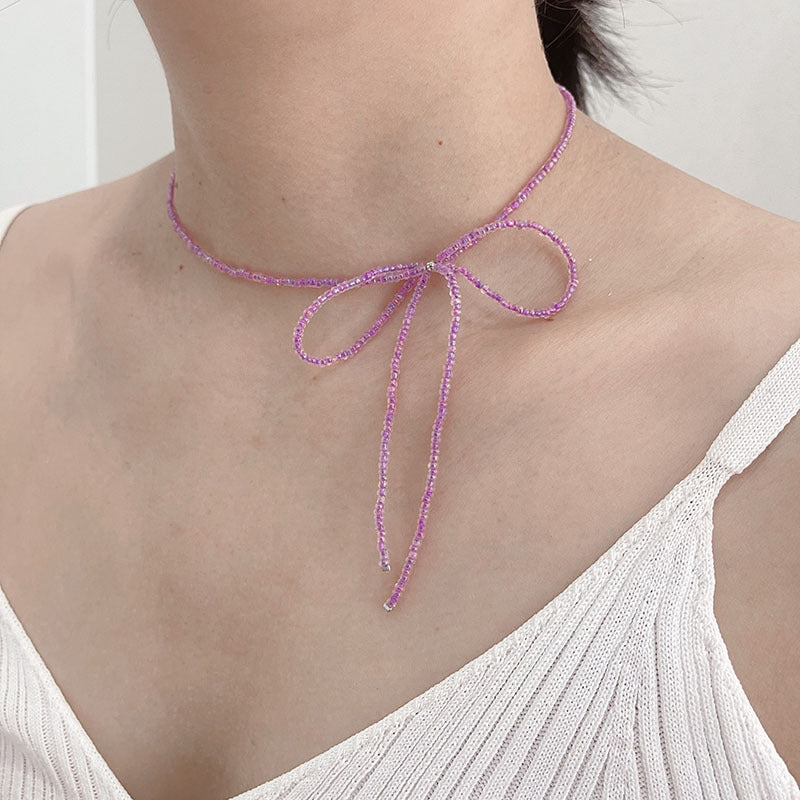 Sweet Cool Hot Fried Street Bow Female Elegance Cold Wind Necklace
