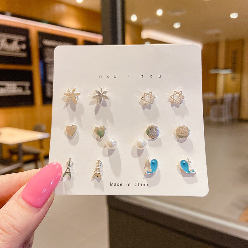 Women's Korean Style Metal Alloy Pearl High-grade Long Stall Light Stud Earrings
