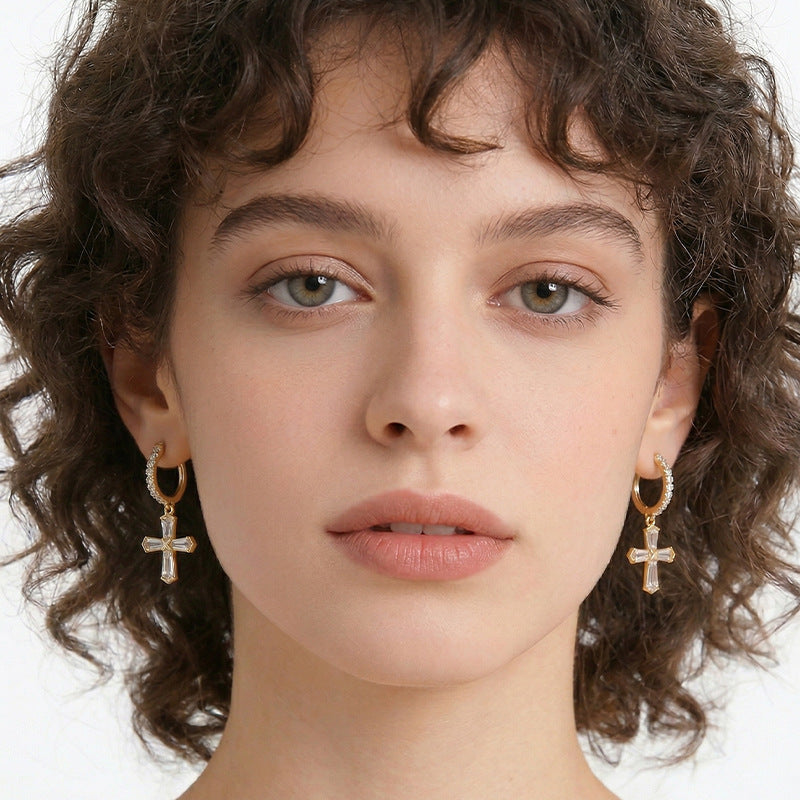 Small Cross Eardrop Personality Sweet Cool Fashion High Ear Buckle