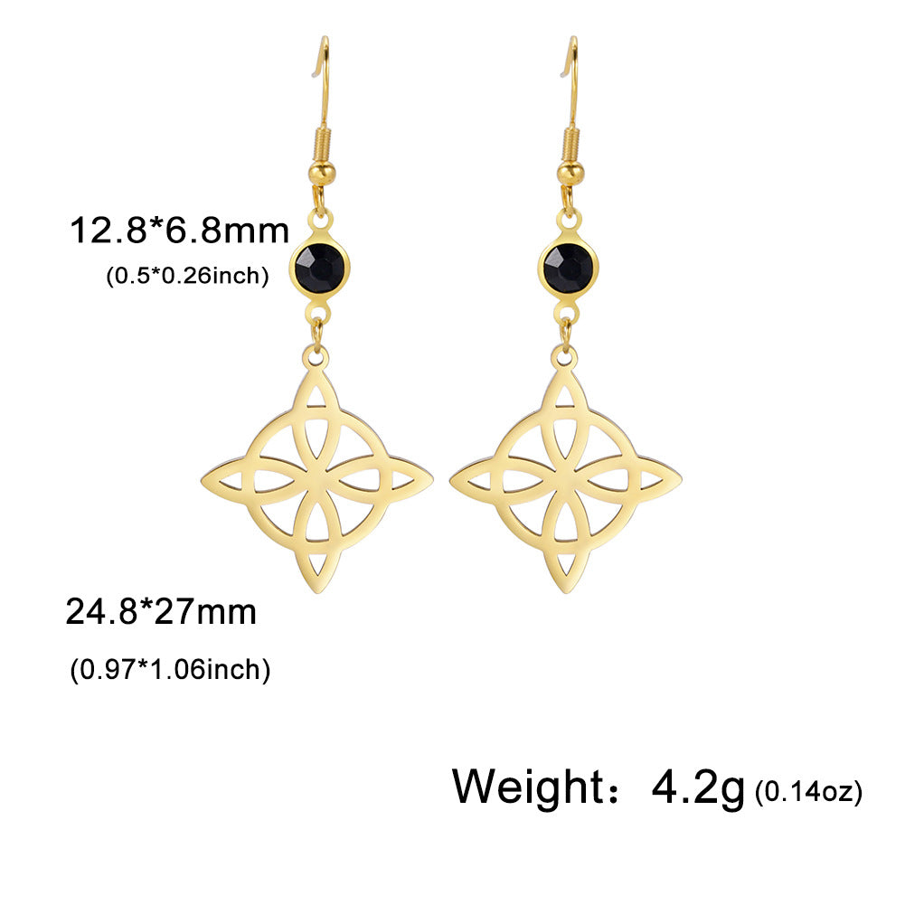 Personality Trend Girlfriends Real Gold Plating Witch Knot Shape Stainless Earrings