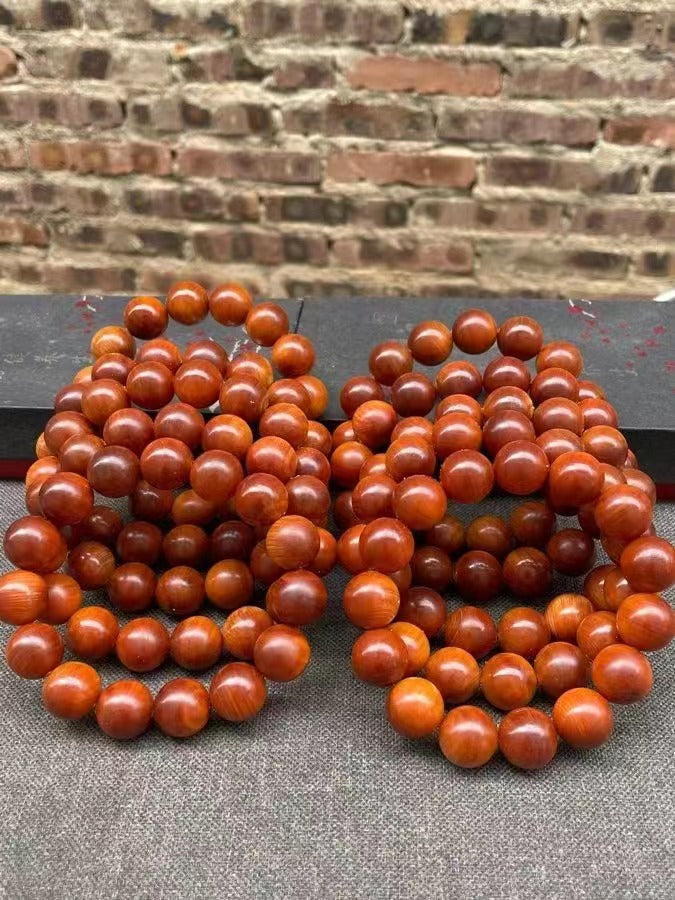 Black Oil High Density Wooden Prayer Beads Gentiana Pattern Bracelet