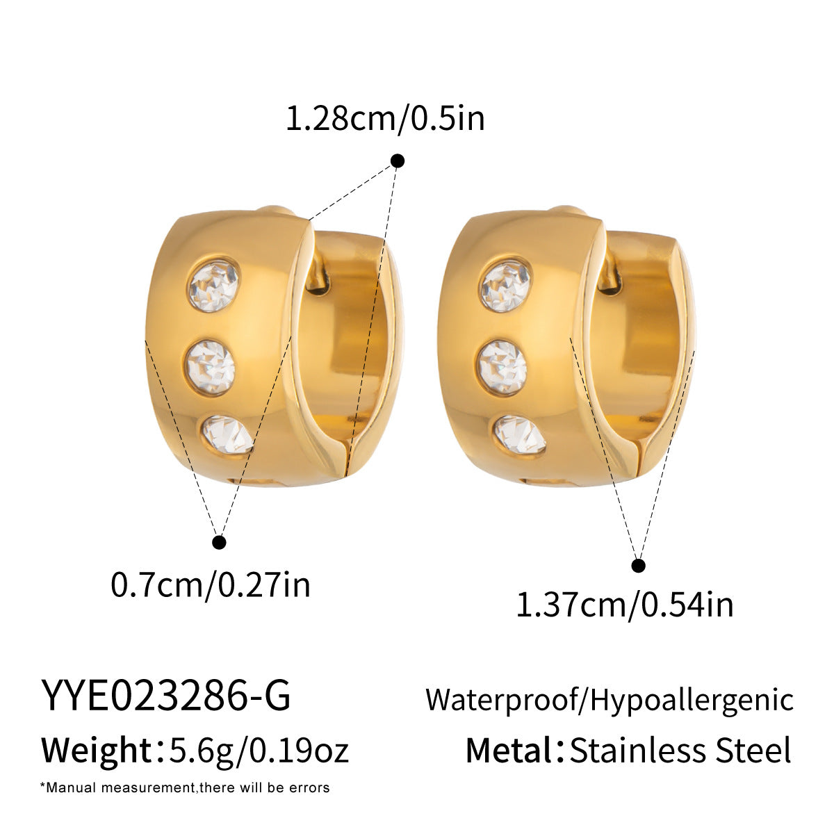 Fashion Stainless Steel Rhinestone Vacuum Gold-plated Earrings