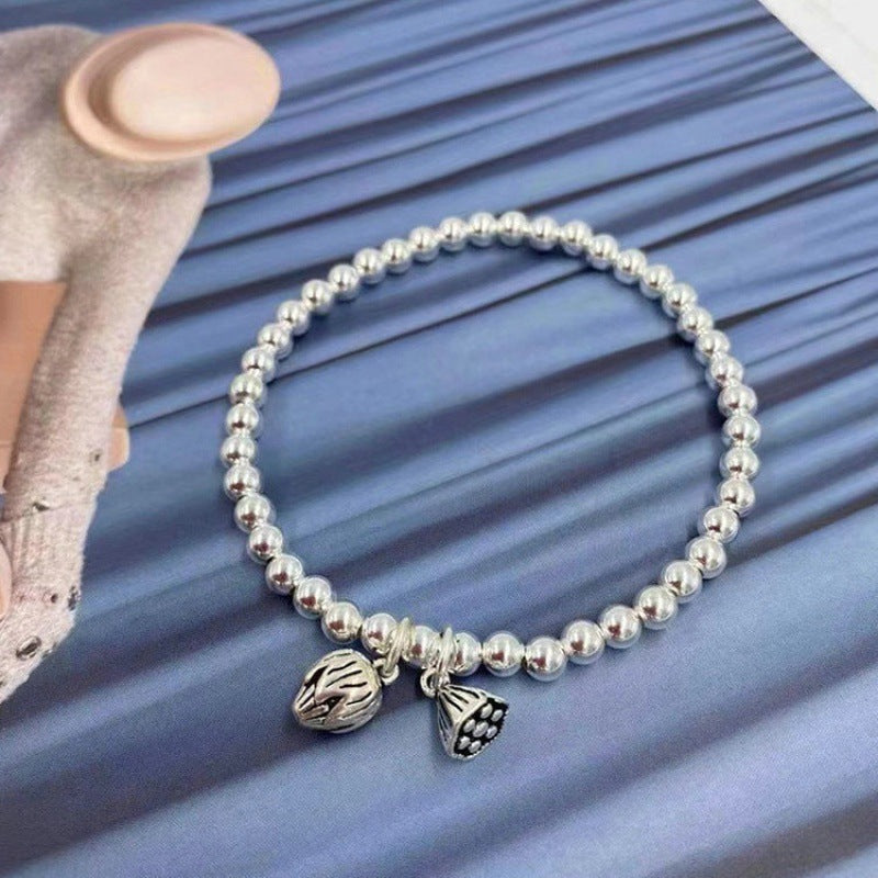 Live Sier Plated Lotus Flower Seedpod Sliver Bracelets