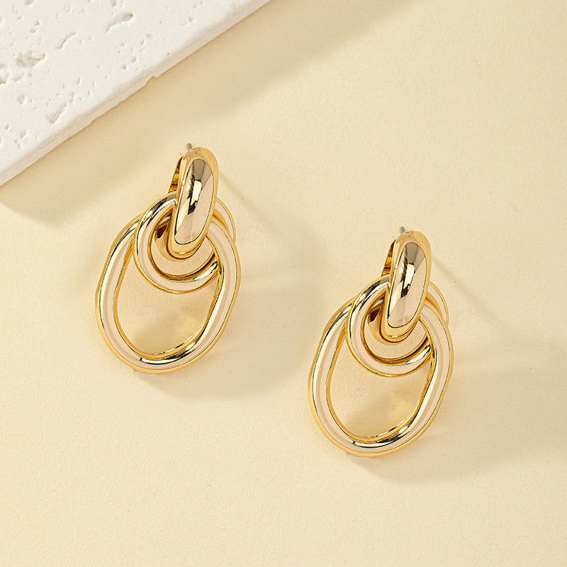Fashion Geometry Pattern Round Female Unique Design Simple Rings