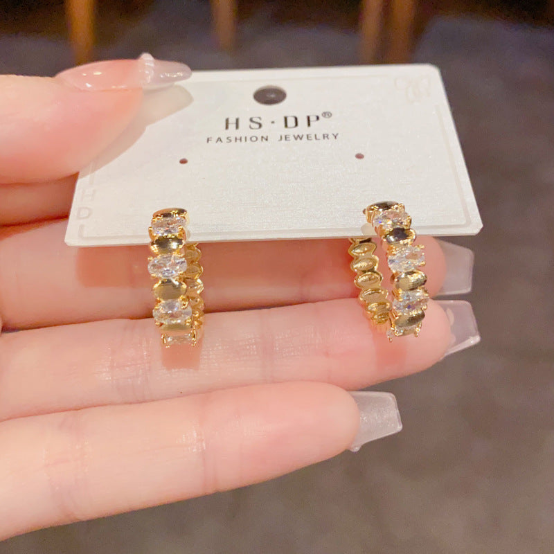 Women's Niche Temperament Entry Lux Zircon Geometric Clip Exquisite Stylish Simple Rings