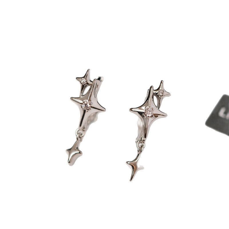 Environmental Protection Copper Saturn Ear Clip Four Stars Drop-shaped Rings