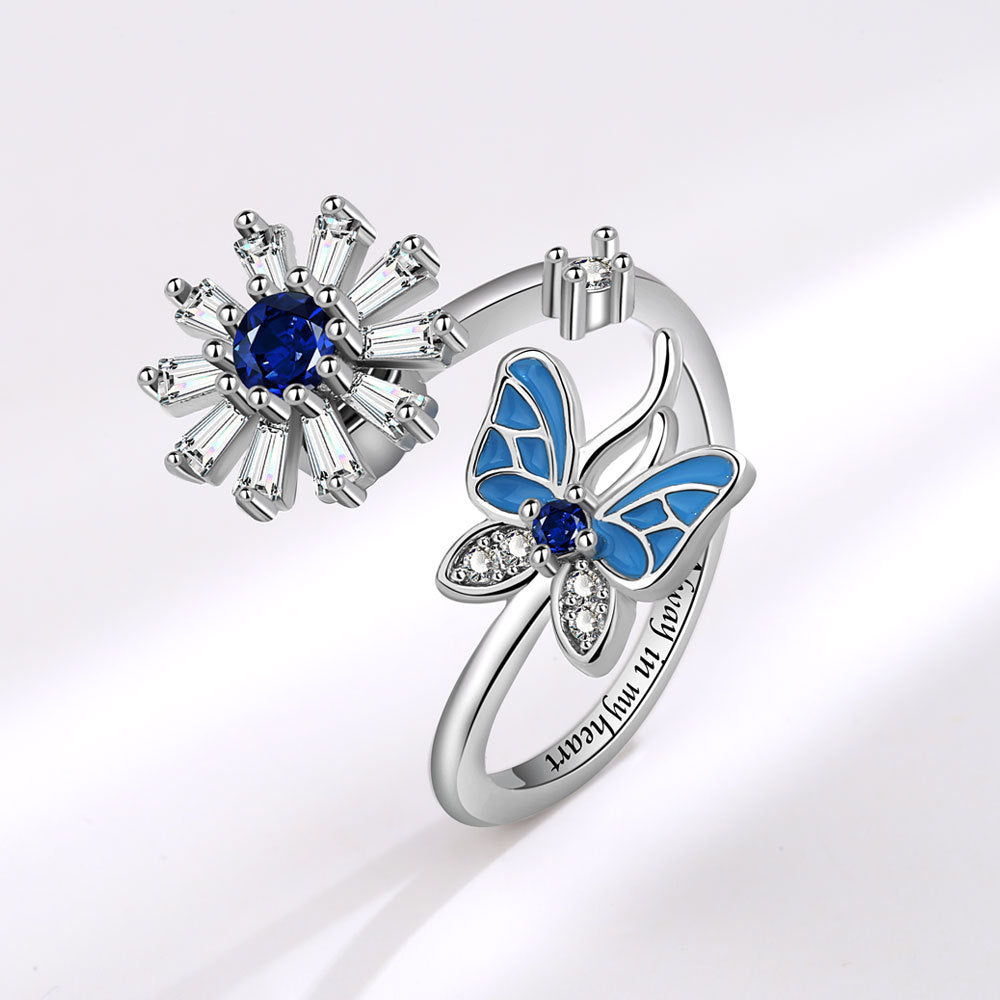 Rotatable Butterfly Female Cold Wind Niche Opening Ring