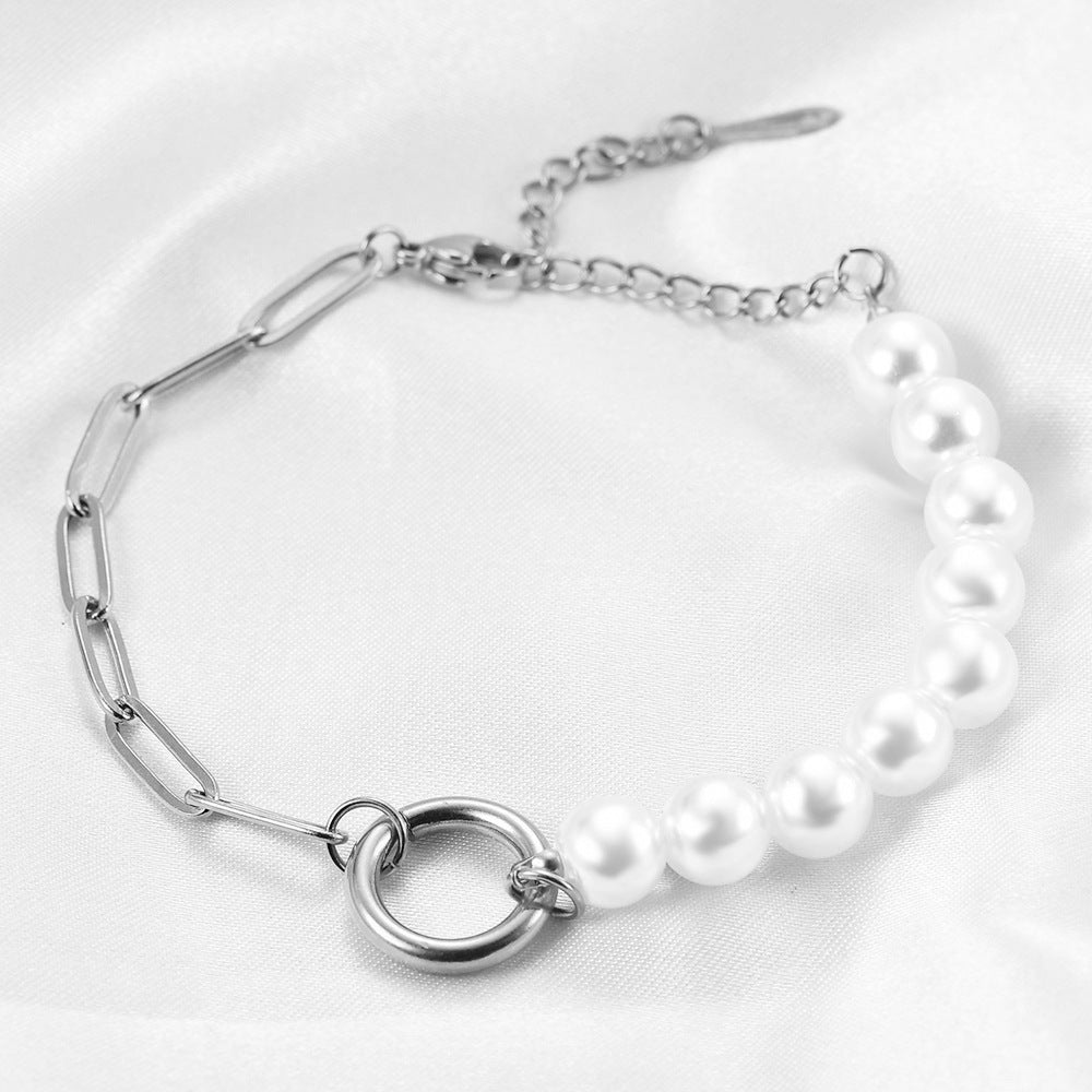 Simple Graceful Imitation Pearl Pin Chain Bracelets