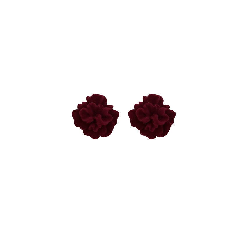 Women's Red Flower Sweet Personality High-grade Refined Stylish Earrings