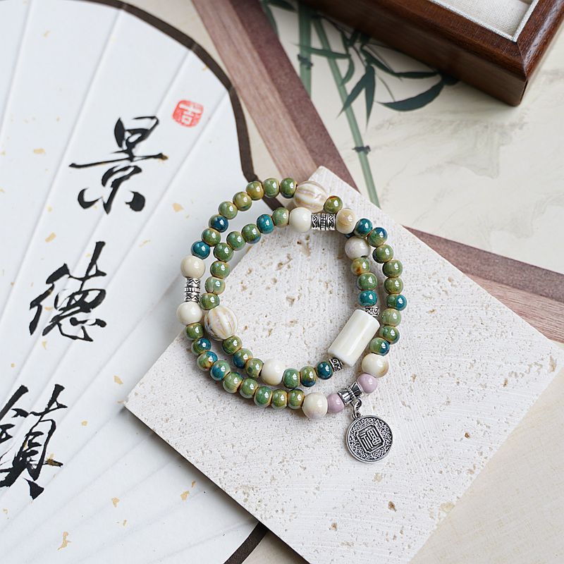 Women's Ceramic Butterfly Ornament High-grade Hand-woven Chinese Bracelets