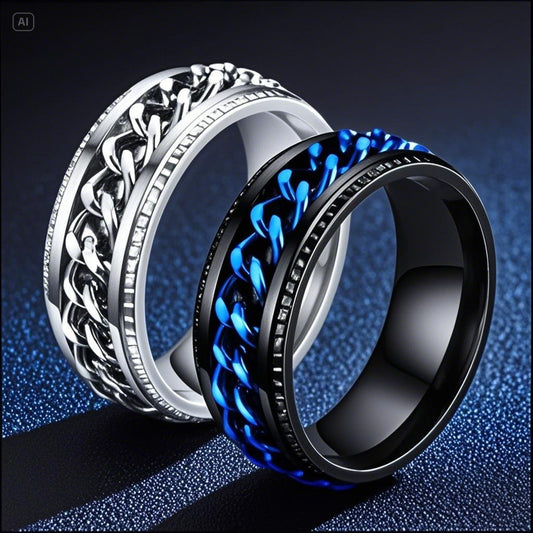 Men's Stainless Steel Chain Niche Trendy Titanium Rings