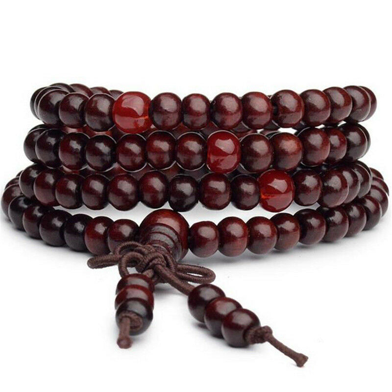 Pterocarpus Nanmu Wooden Prayer Beads Meditation Bracelets