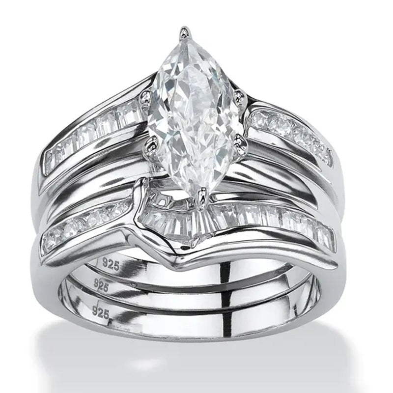 Shi Simulated Zircon Engagement Three-piece Index Ring