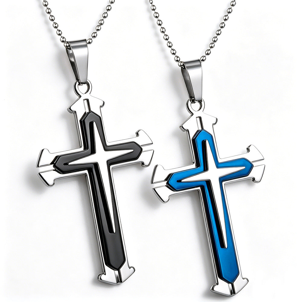 Men's Cross Split With Ball Chains Pendants