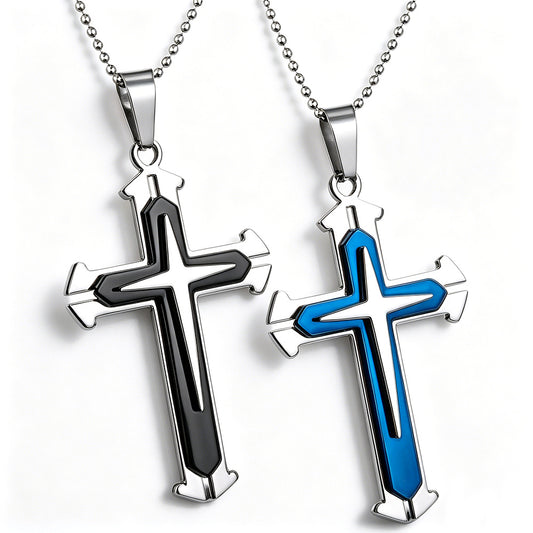 Men's Cross Split With Ball Chains Pendants