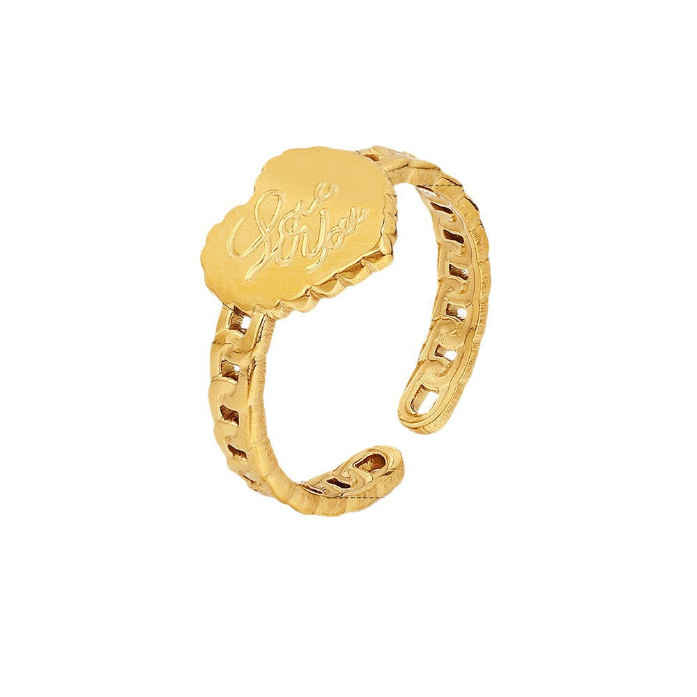 Fashion Trend Heart Shape Mirror Surface Polished Ring
