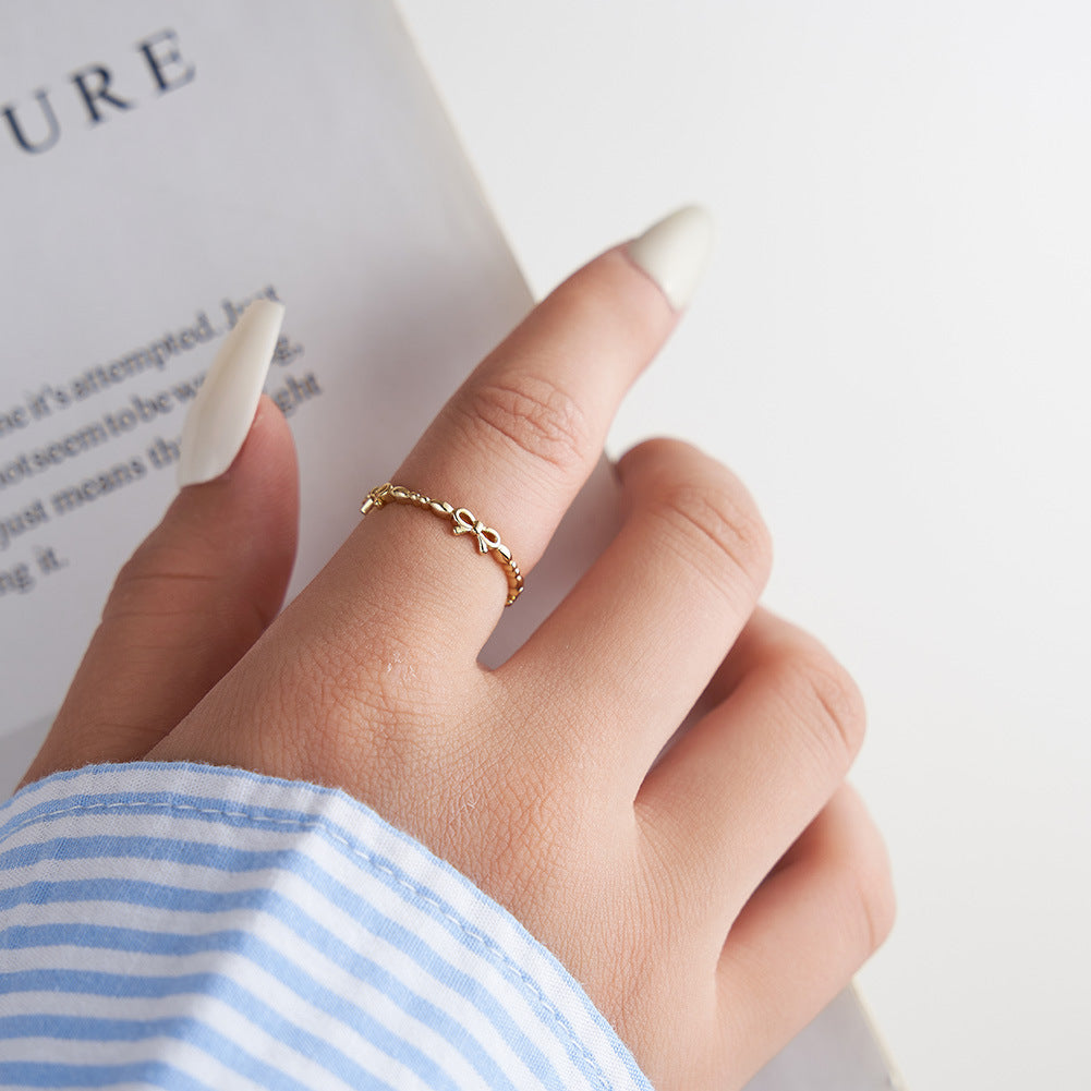 Minority Simple Design Bow Sterling Sier Open Series Ornament Rings