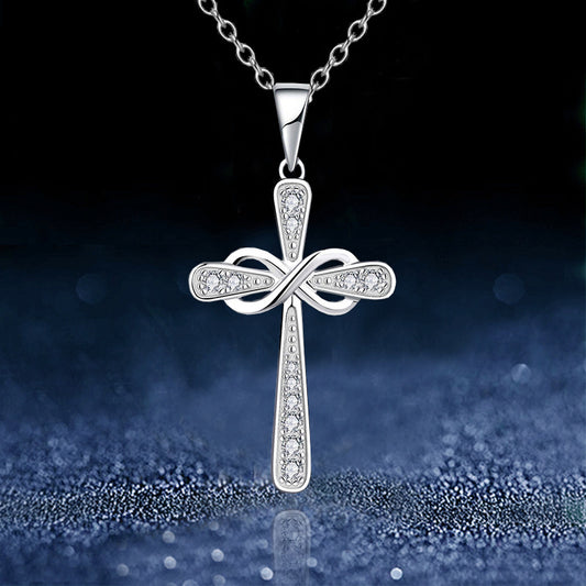 Women's Infinite Love Diamond Cross For Clavicle Necklace