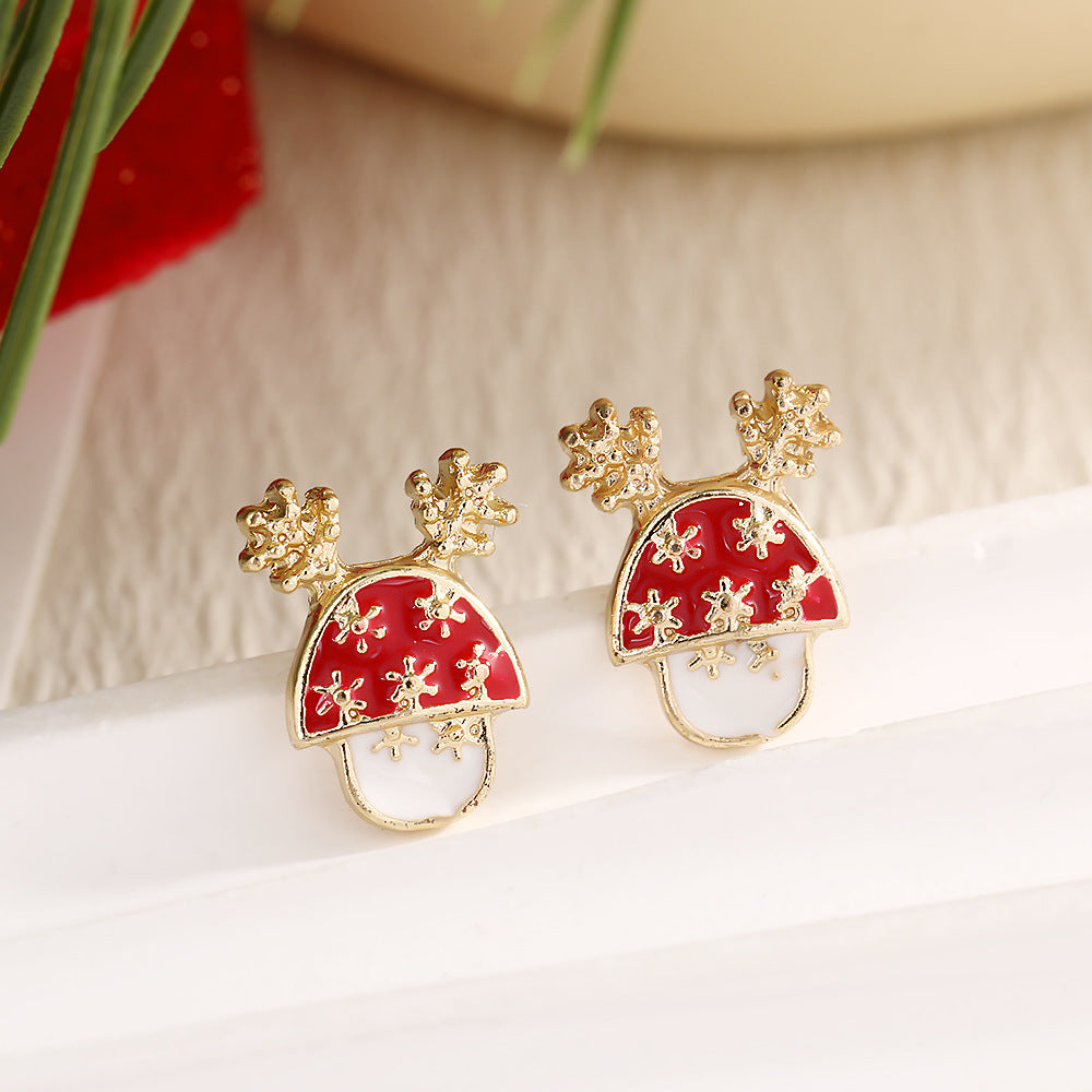 Fashion Elk Tree Snowflake Rhinestone Personalized Stud Earrings