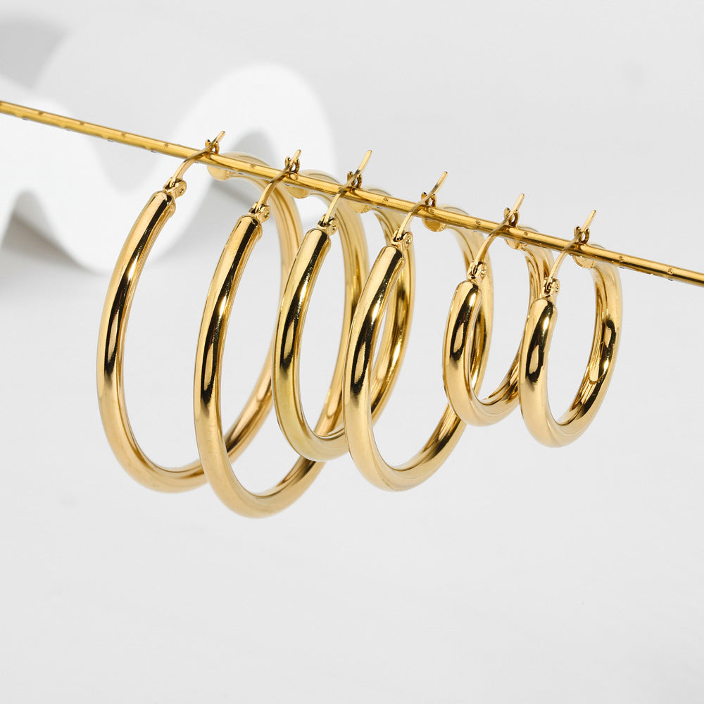 Stainless Steel Female Niche Fashion Hollow Simple Earrings