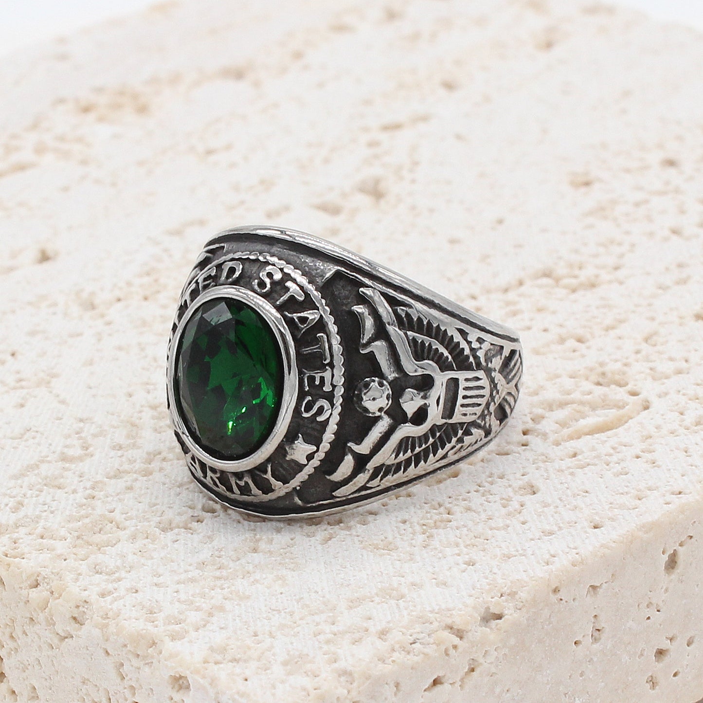 Men's Personality Retro Army Gem For Ring