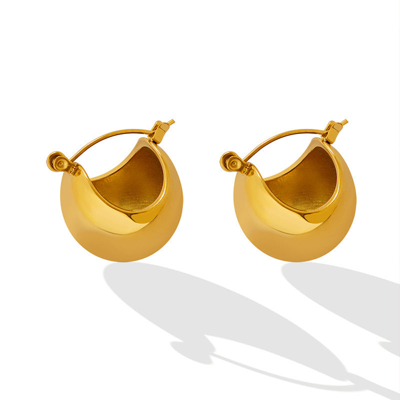 Women's Flash Plain Design Elegant Geometric Clip Titanium Steel Gold Plated Rings