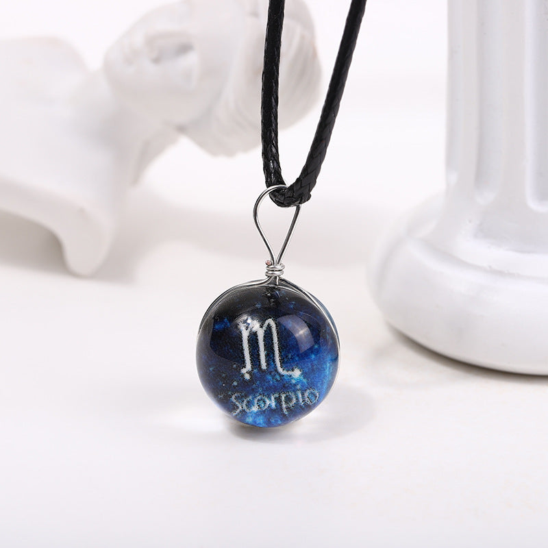 Starry Sky Luminous Twee Constellation Glass Mori Fresh Clavicle Chain Necklace
