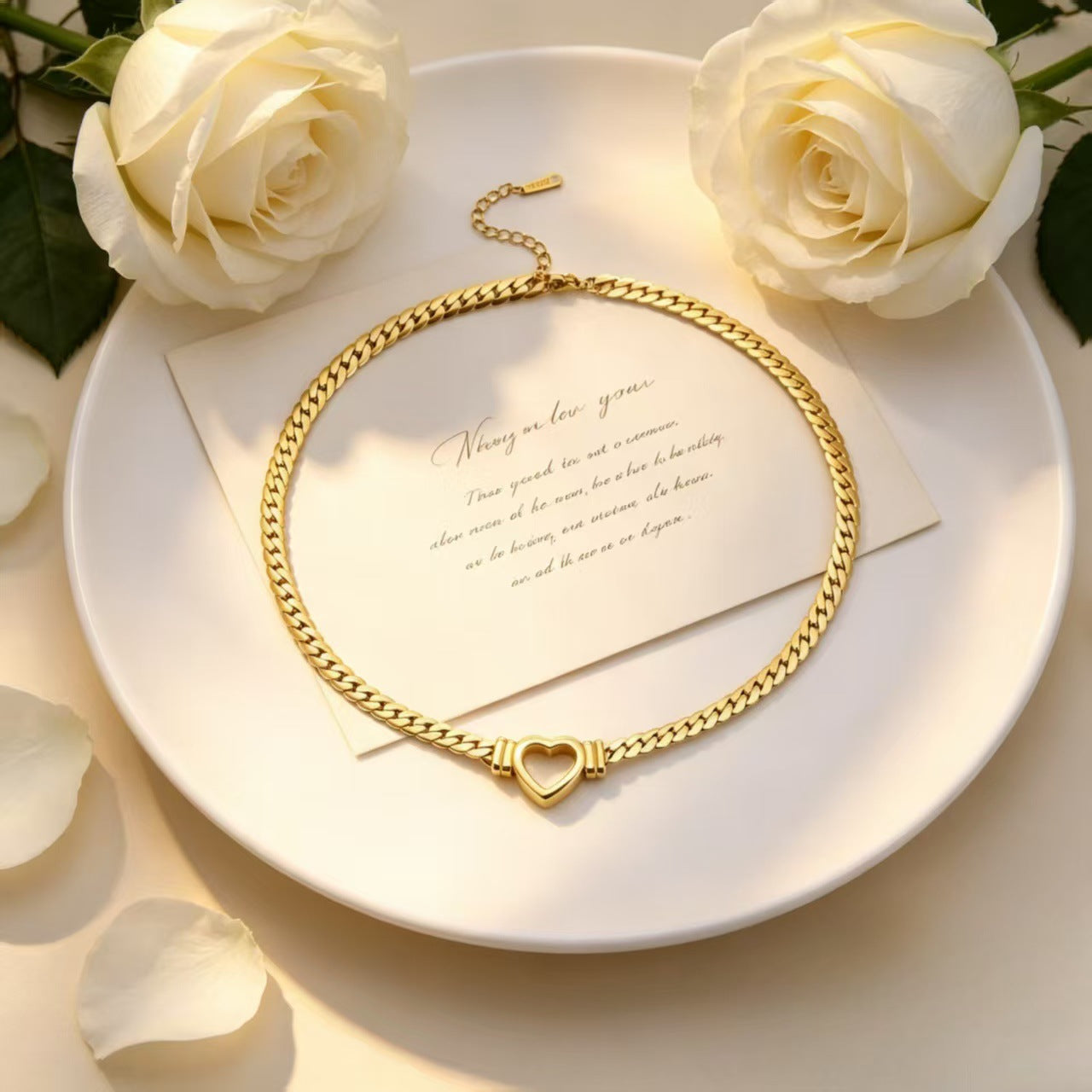 Love Cuban Link Chain Hollowed Heart Shape Bracelets