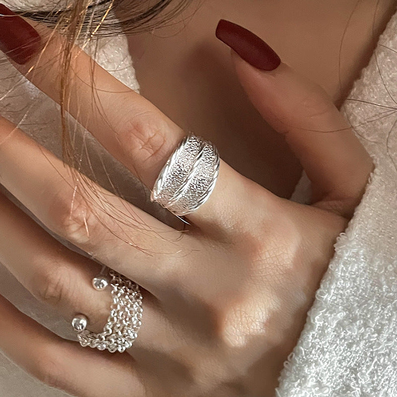 Frosted Texture Irregular Female Geometric Fashion High Sense Niche Hot Ring