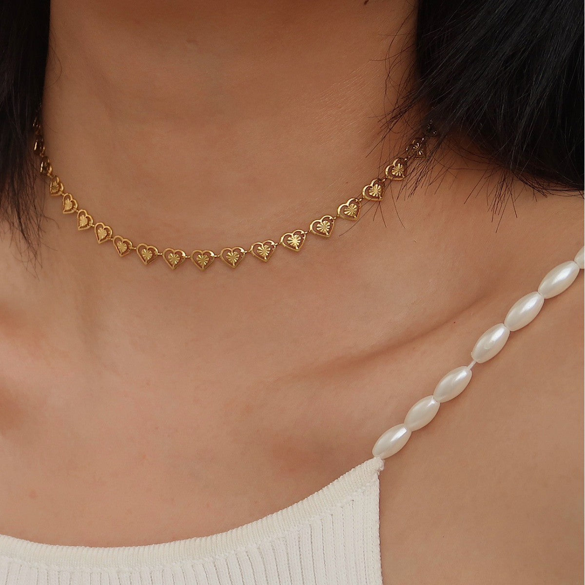 Heart Shape Handmade Chain Clavicle Live Necklaces