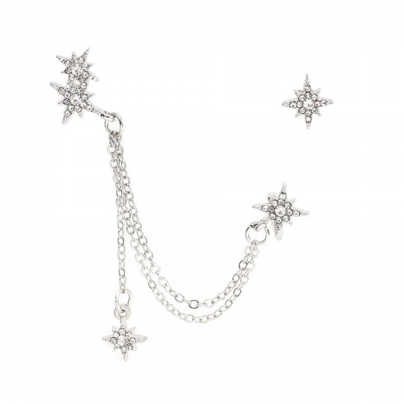 Sier Needle Star Ear Shiny Temperamental Fairy Earrings