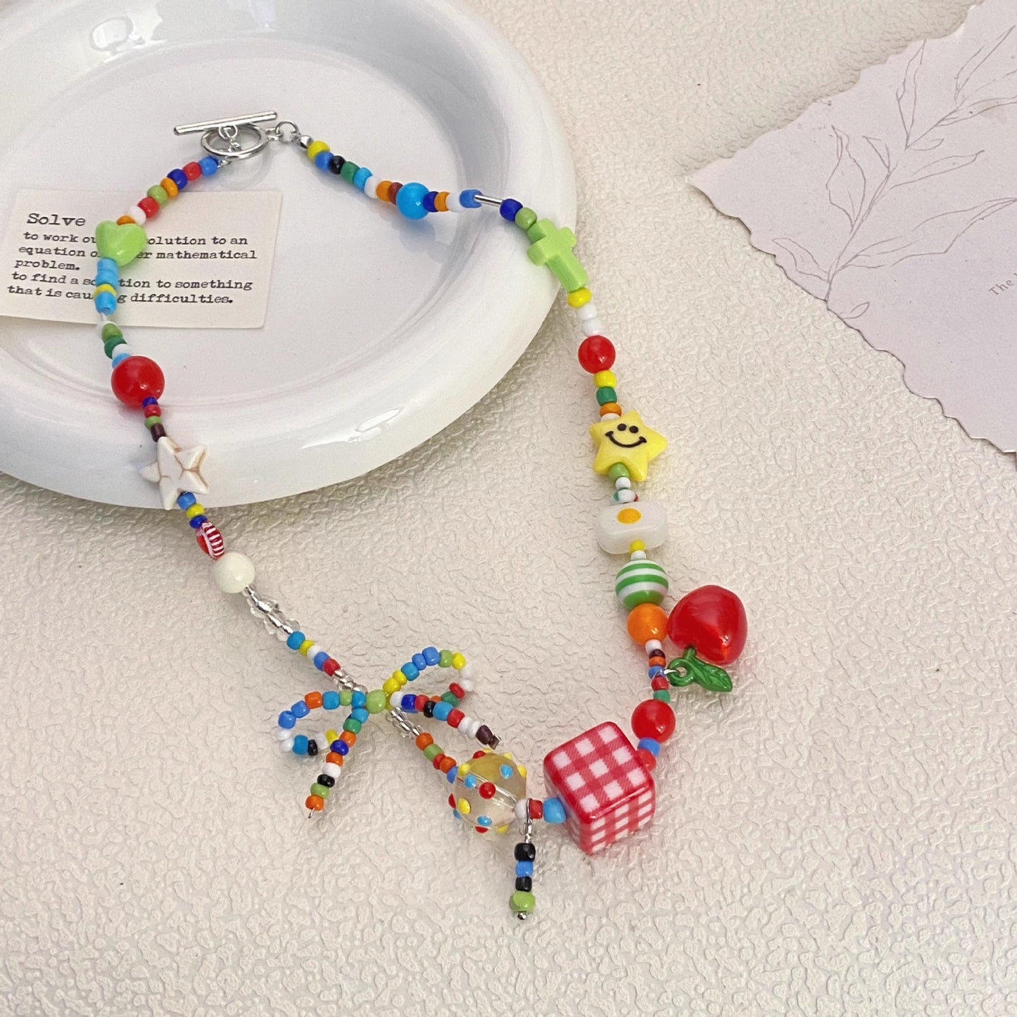 Glaze Beaded Female Cute Apple Czech Beads Necklaces