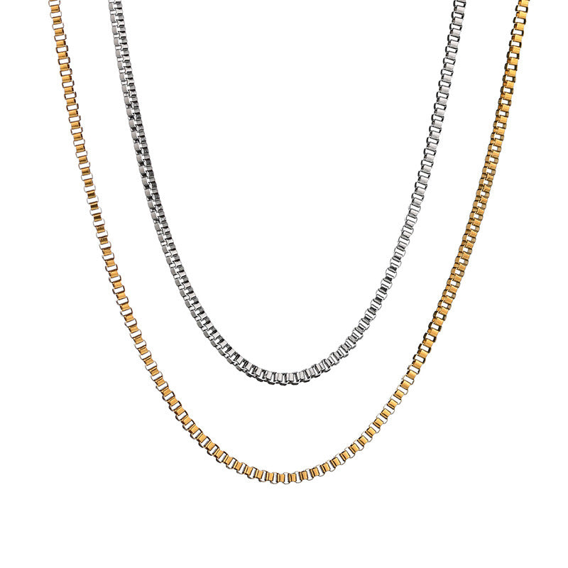 Steel Vacuum Plating Box Chain Fashion Simple Without Necklace