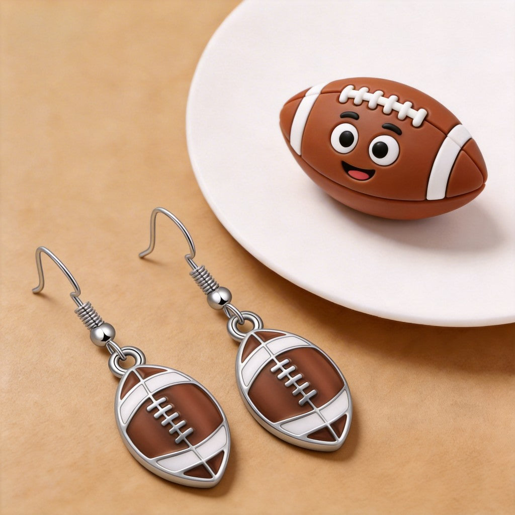 Alloy Dripping Oil Ear Hook Style Personality Commemorative Gift Football Earrings