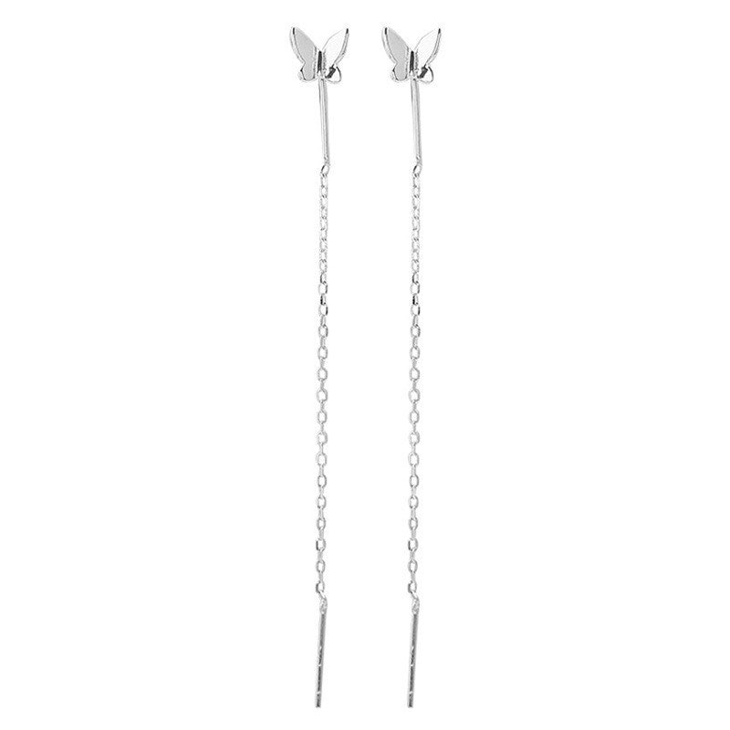 Women's Dance Butterfly Thread Fairy Temperamental Simple Long Eardrop Rings