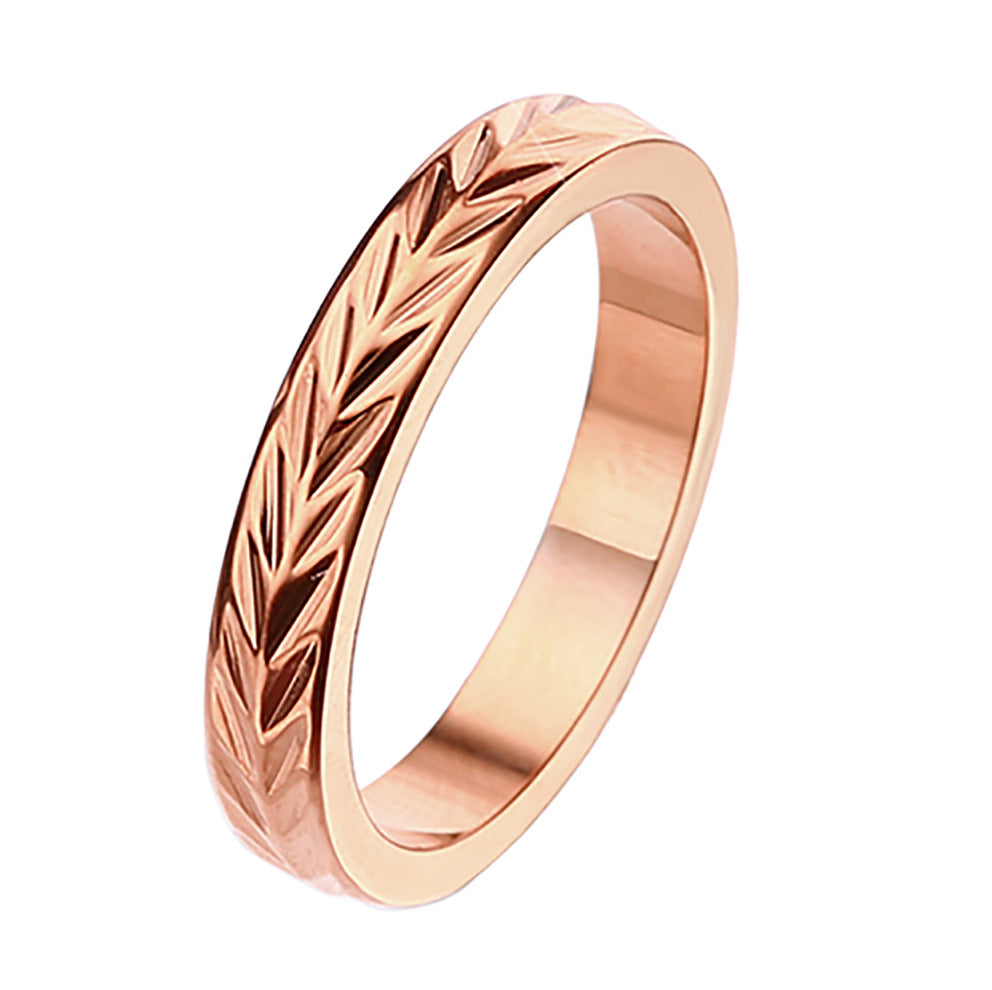 Design Sense Minority Simple Stainless Steel Wheat Rhombus Batch Flower Rings