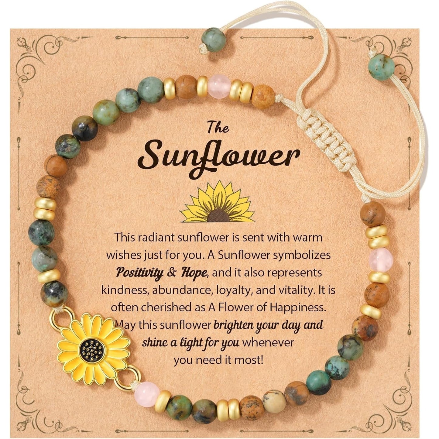 Stone Flower Woven Flat Knot Pastoral Style Gift Drawing African Bracelet