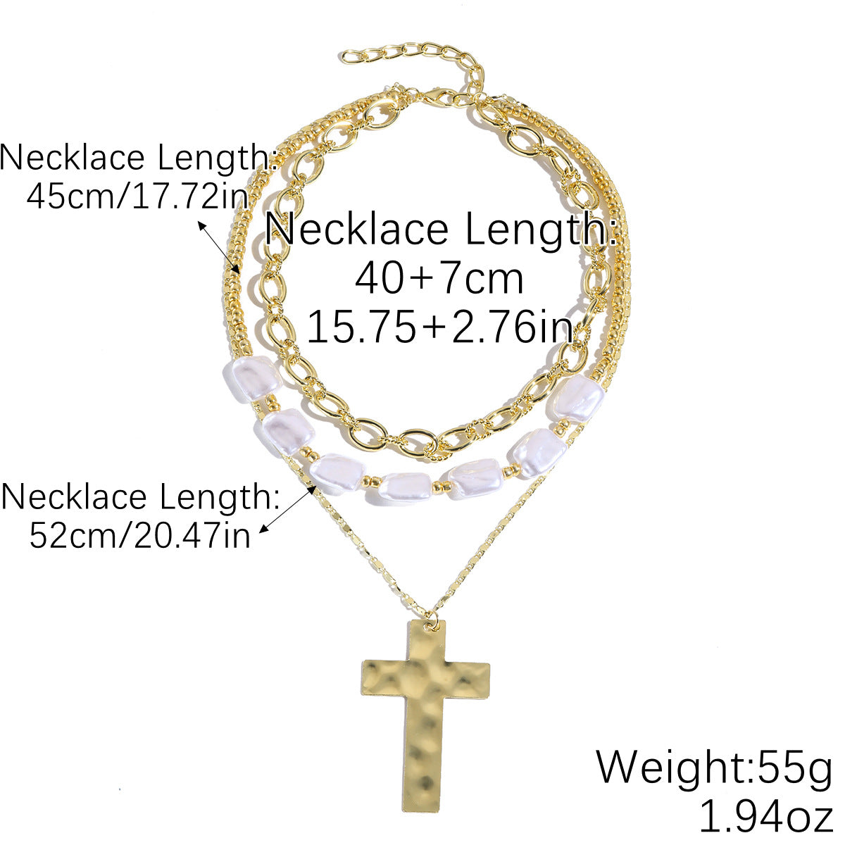 Women's Cross High-grade Inlaid Punk Imitation Pearl Pendants