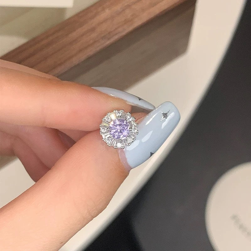 Zircon Edelweiss Titanium Steel Ear Female Before Sleep High-grade Stud Earrings