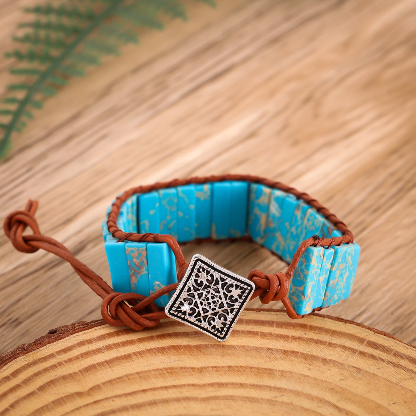 Natural Stone Imitated Handmade Woven Leather String Bohemian Bracelets