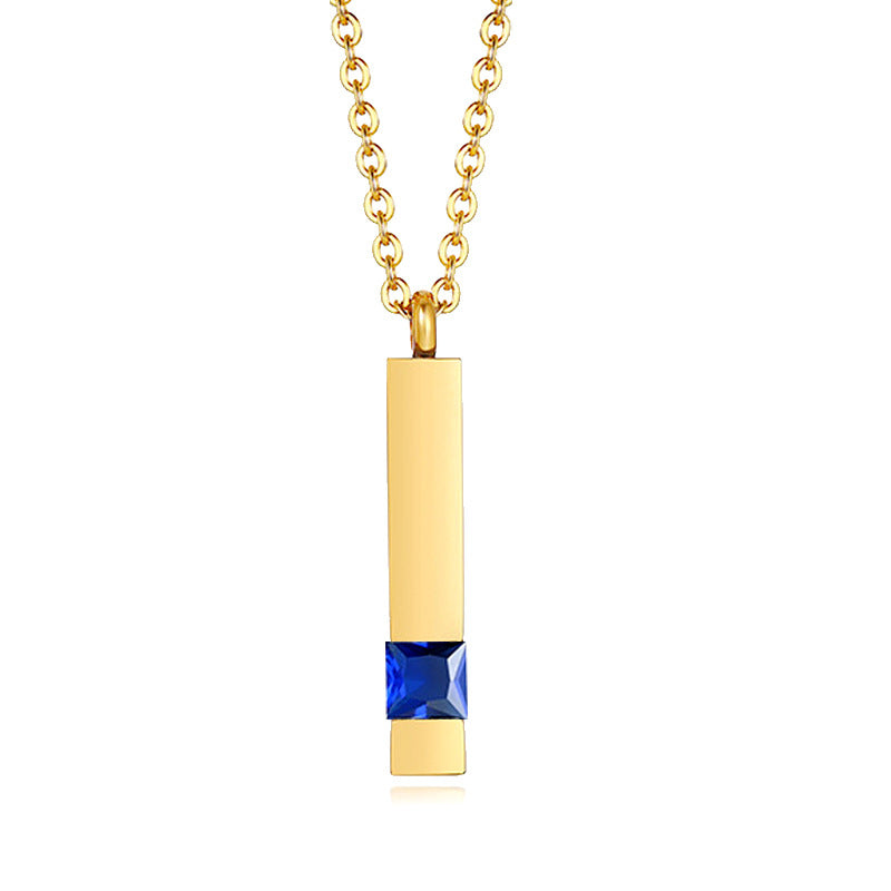 Steel Elegant Geometric Commemorative Birthday Stone Necklaces