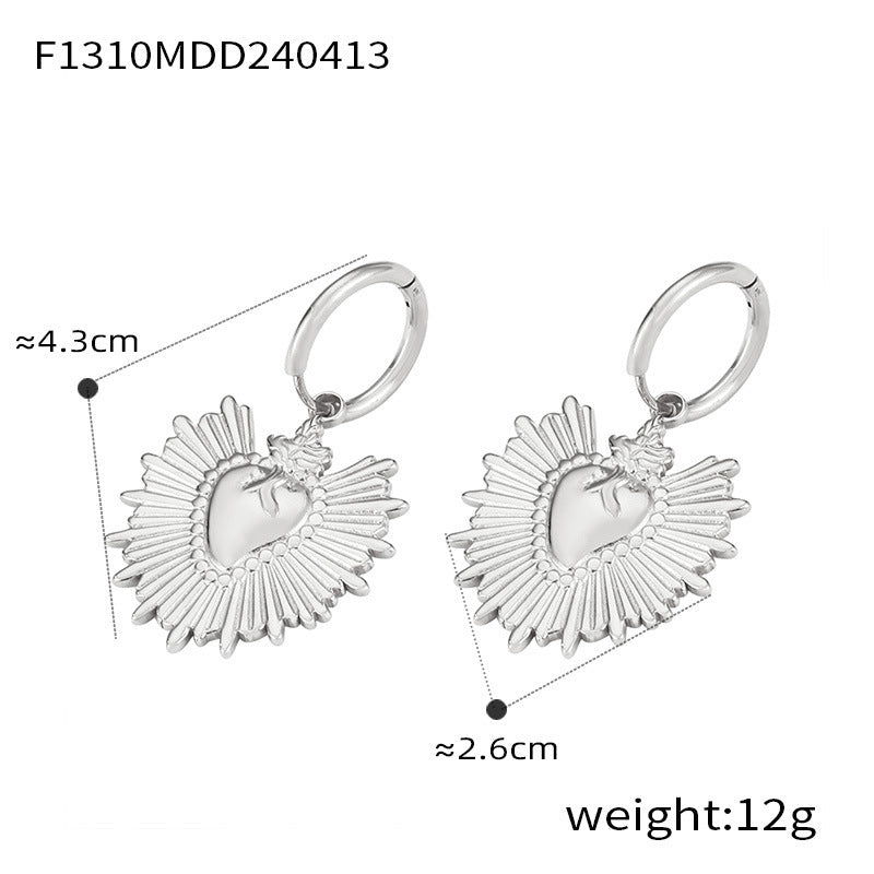 Texture Flower Design Sense Titanium Steel Gold Plated Casual Earrings