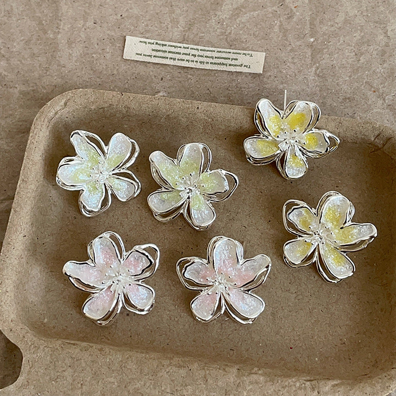 Women's Color Glass Flower Simple Fashion Trendy Earrings