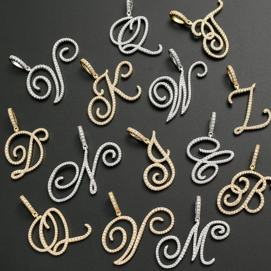 Body Grass English Letter Gold Inlaid Pendants