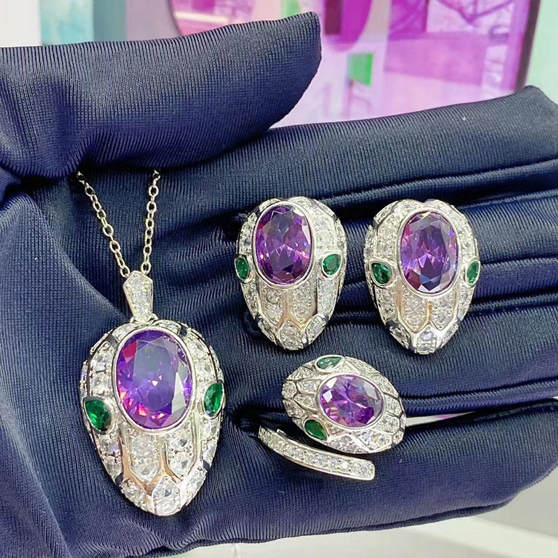 Jewelry Amethyst Snake-shaped Suit Purple Diamond Pendants