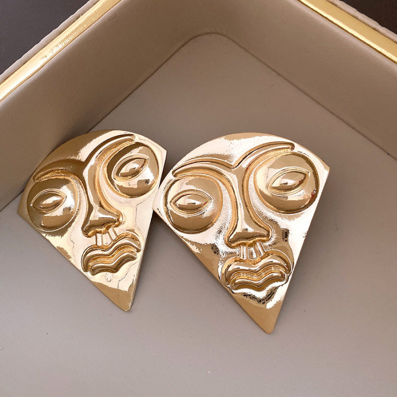 Women's Needle Round Curved Geometric Ear Retro Personalized Temperamental Light Luxury Earrings